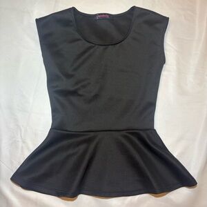 Annabelle Women’s Small Black Tank Peplum Top – Sleek & Sculpted Silhouette